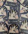 Sticker design of Deco District with architectural elements and 'Deco District' text.