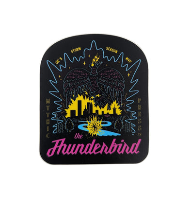 Sticker with 'The Thunderbird' design on a white background