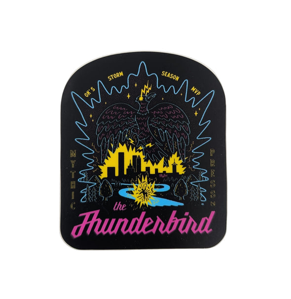 Sticker with 'The Thunderbird' design on a white background