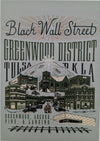 Poster of Black Wall Street Greenwood District in Tulsa, Oklahoma on a light gray background